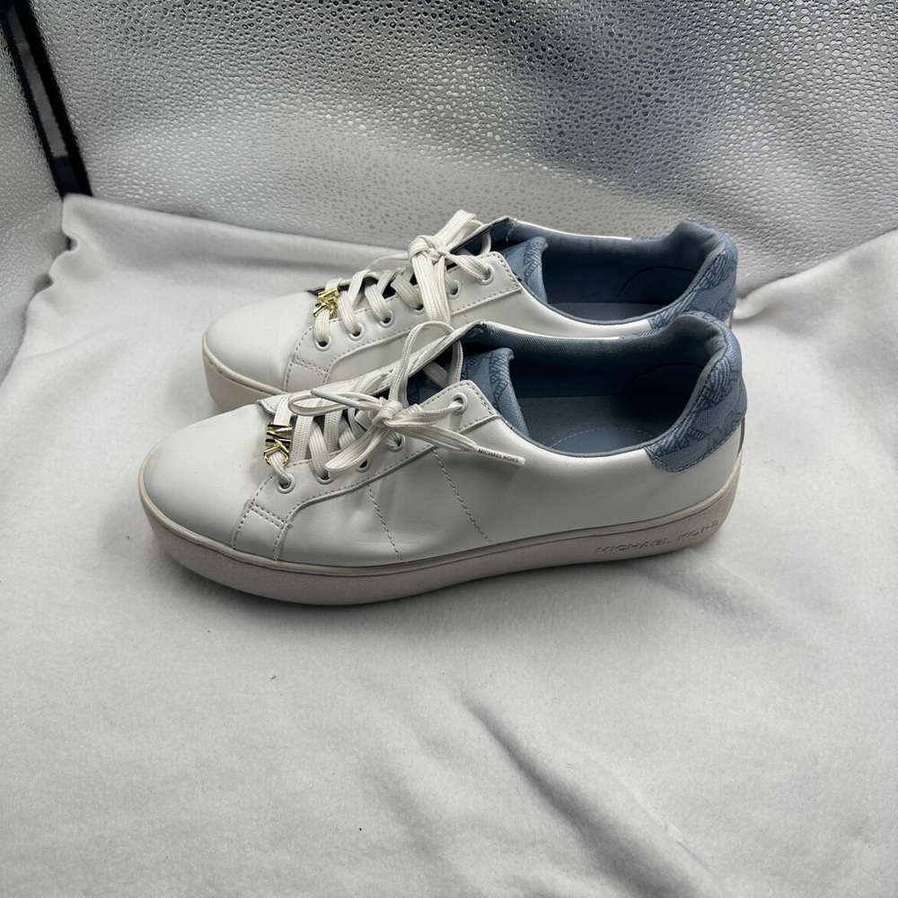 Michael Kors White Sneakers with Blue and Gold Details